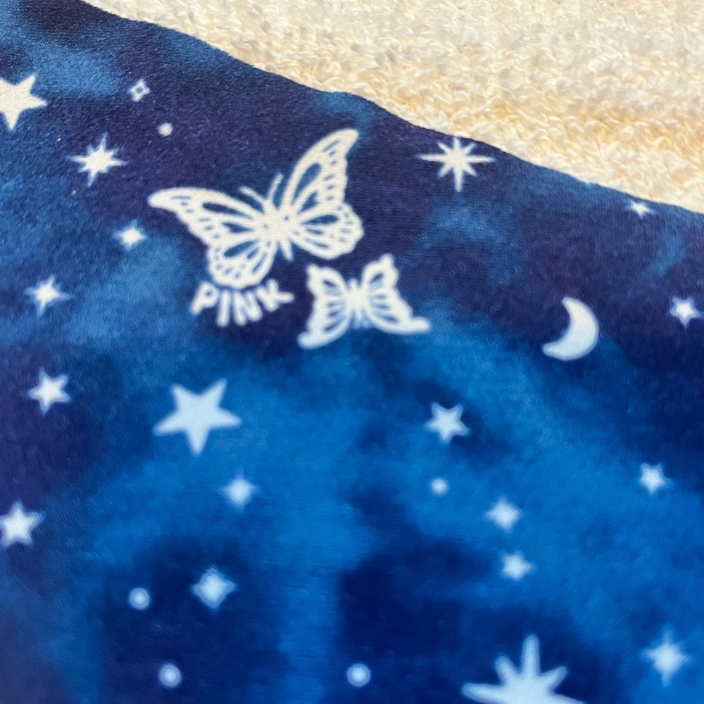 Pink Victoria’s Secret Thong String Bikini Panties Blue Butterfly Celestial Star - Picture 3 of 10